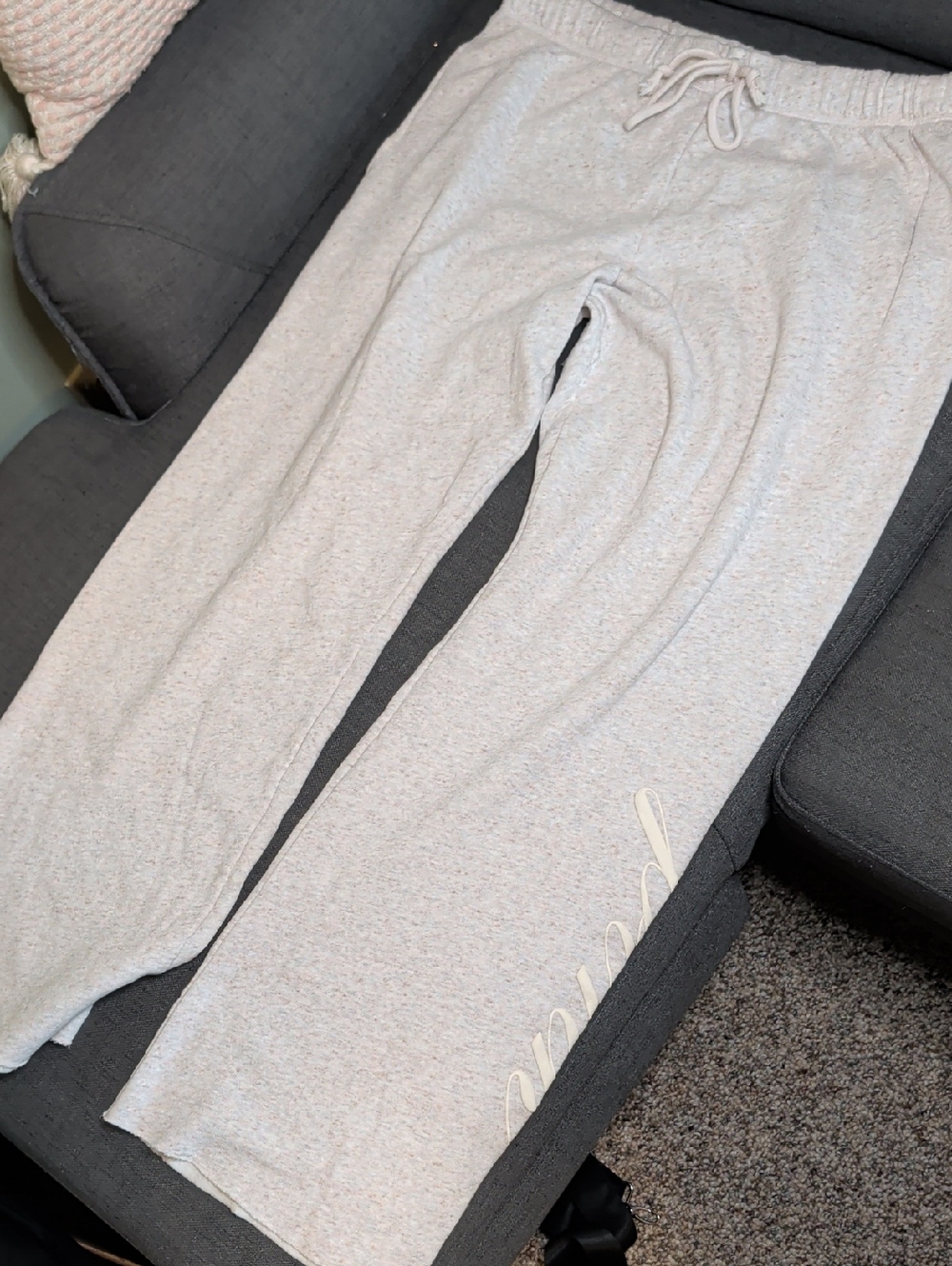 Wide leg PINK Sweatpants. Oatmeal Baggy